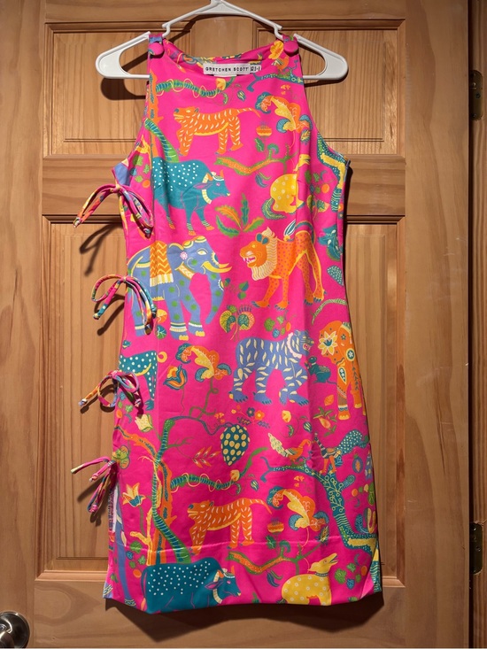 Gretchen Scott Designs Dresses & Skirts - Gretchen Scott Designs Bright Pink Animal Print Side-Tie Dress